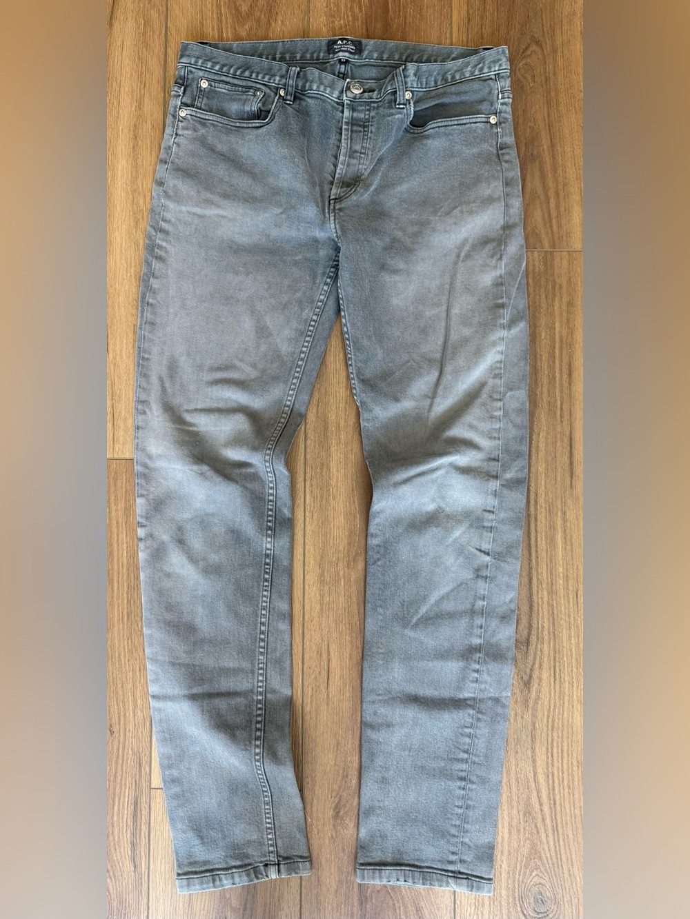 APC Petit Standard Jean Droit Etroit Jeans 33x30 Charcoal Gray Denim